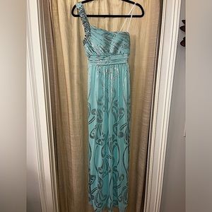 Light Blue One Shoulder City Studio dress, small